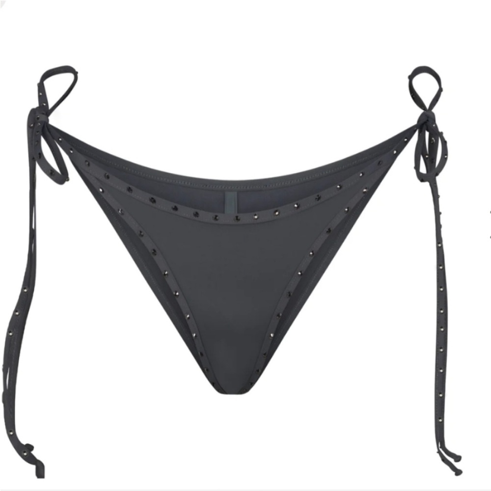 SKIMS Rhinestone Studded Black string Bikini Bottom